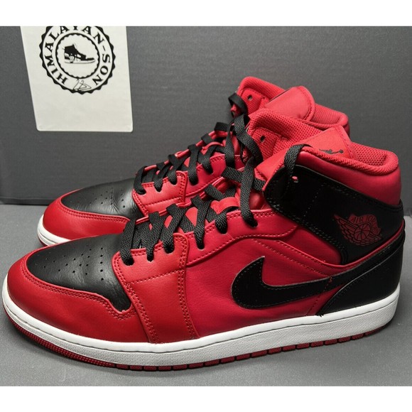 Nike Air Jordan 1 Mid Reverse Bred Gym Red Black 554724-660 Men Size 12 Preowned